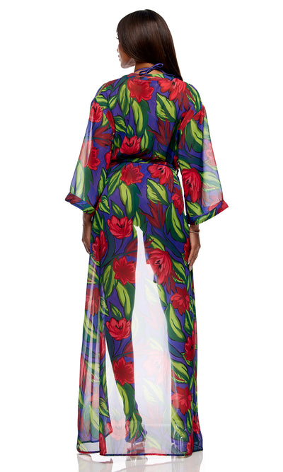 Jungle Print Chiffon Kimono in Tropical Multi