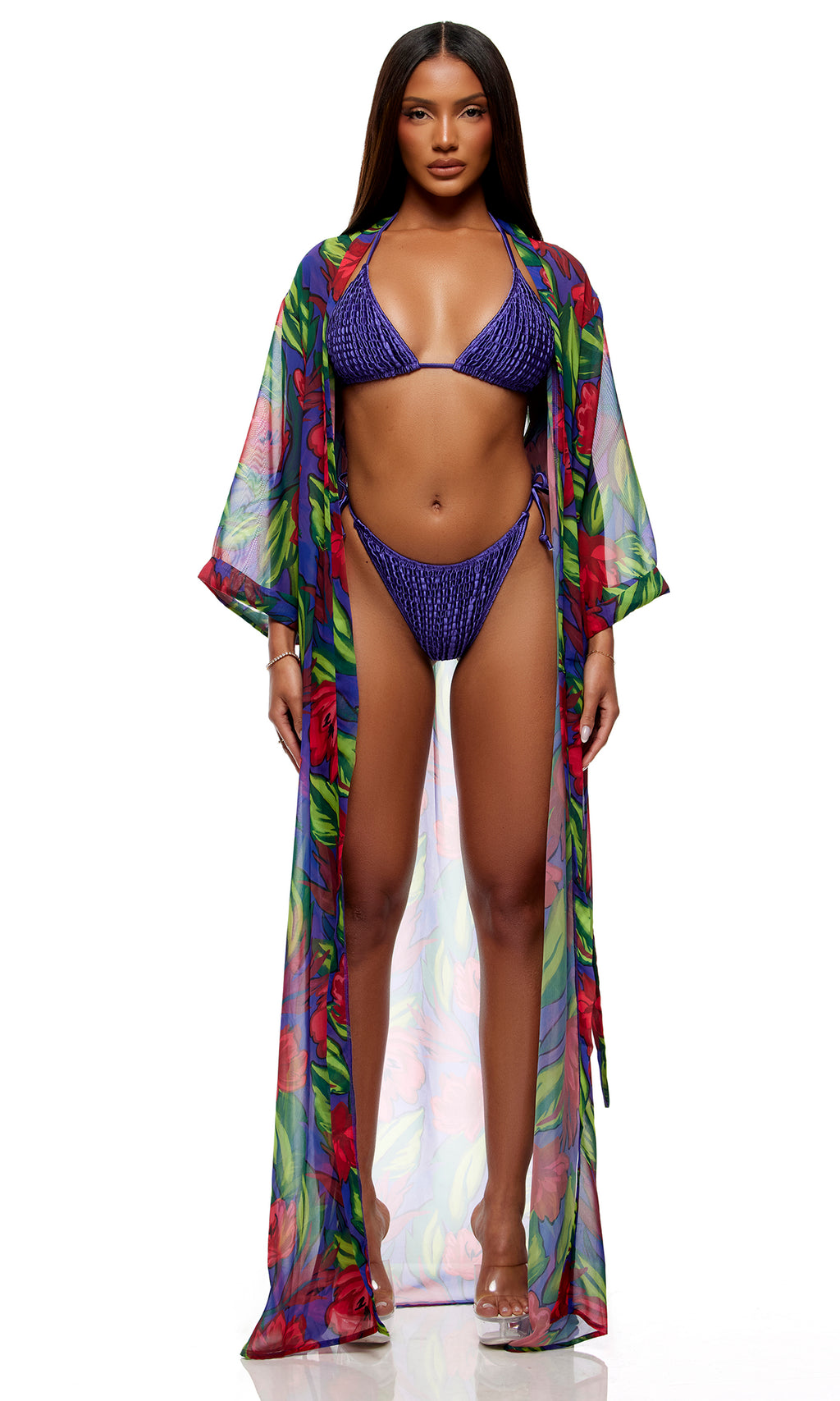 Jungle Print Chiffon Kimono in Tropical Multi