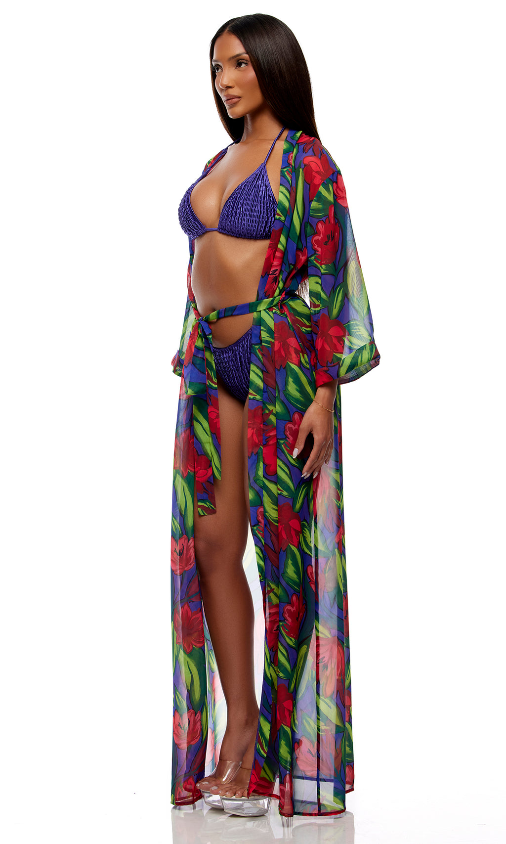Jungle Print Chiffon Kimono in Tropical Multi