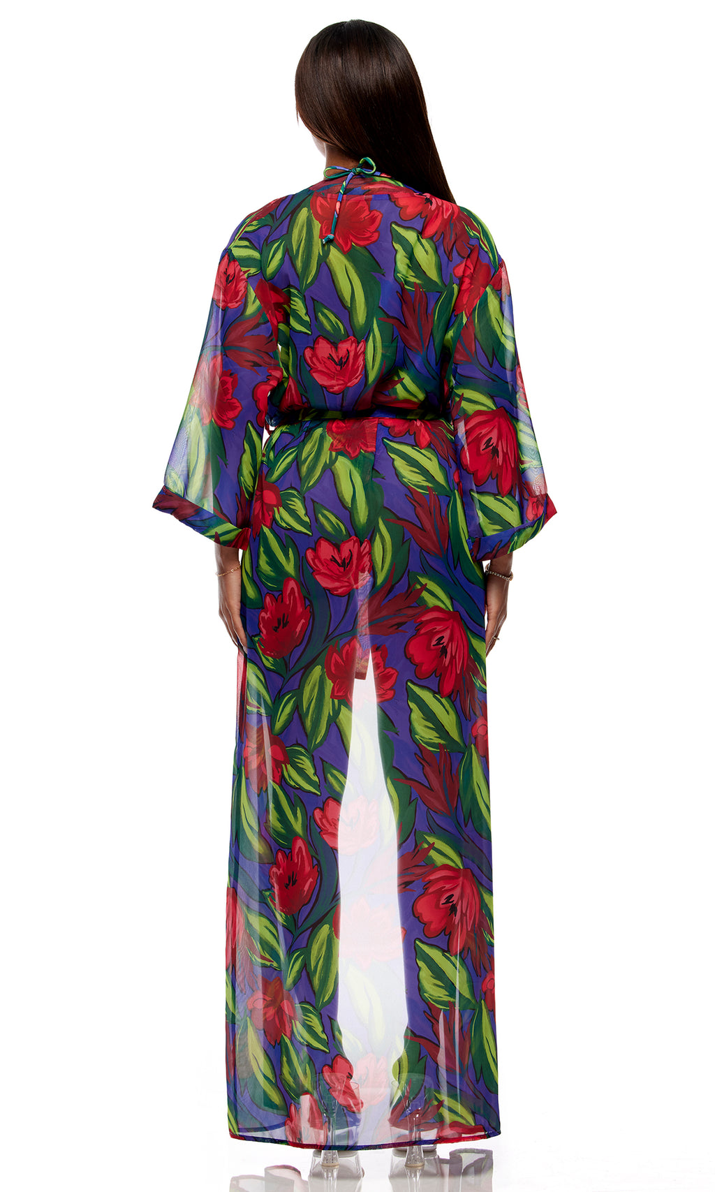 Jungle Print Chiffon Kimono in Tropical Multi