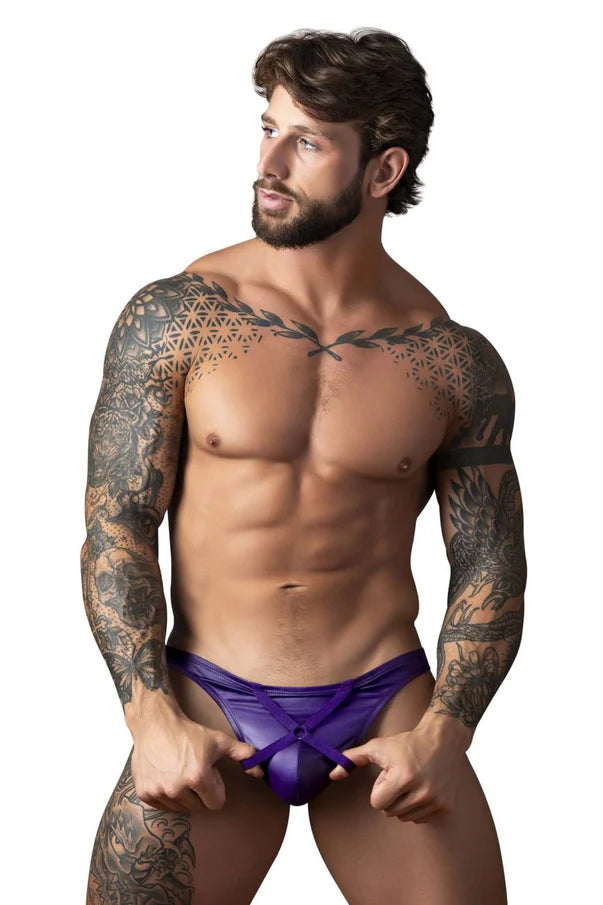 Eggplant Crossover Thong, Purple