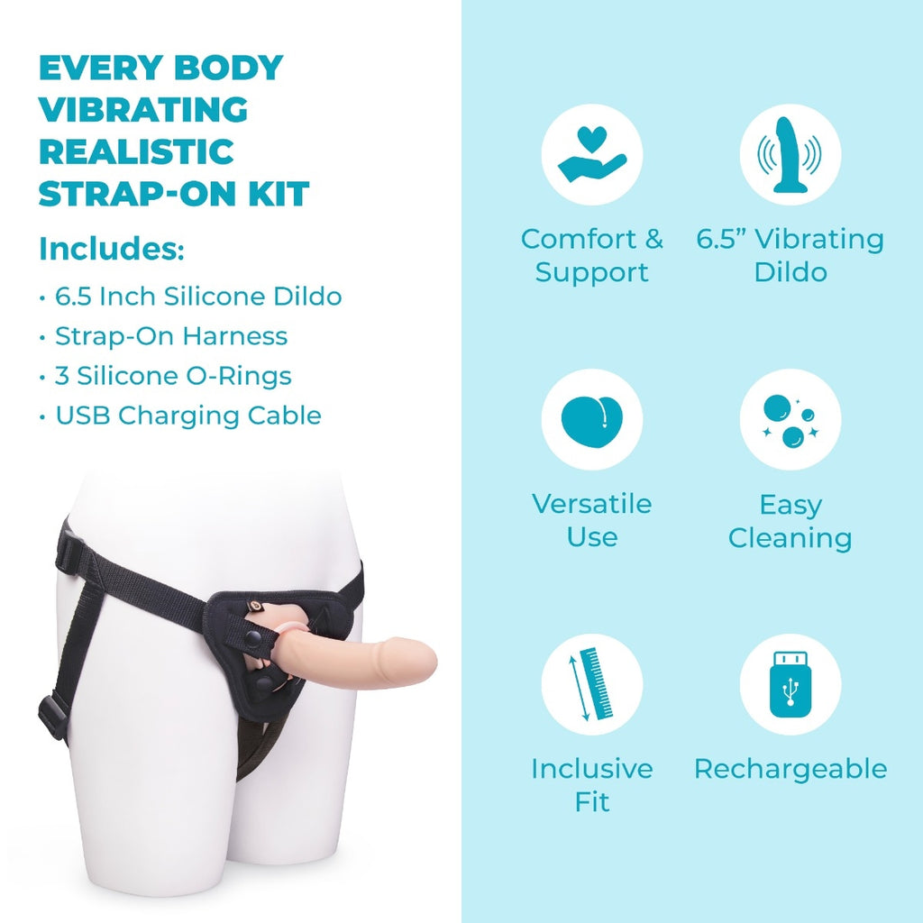 b-Vibe Every Body Vibrating Realistic Strap-On Kit