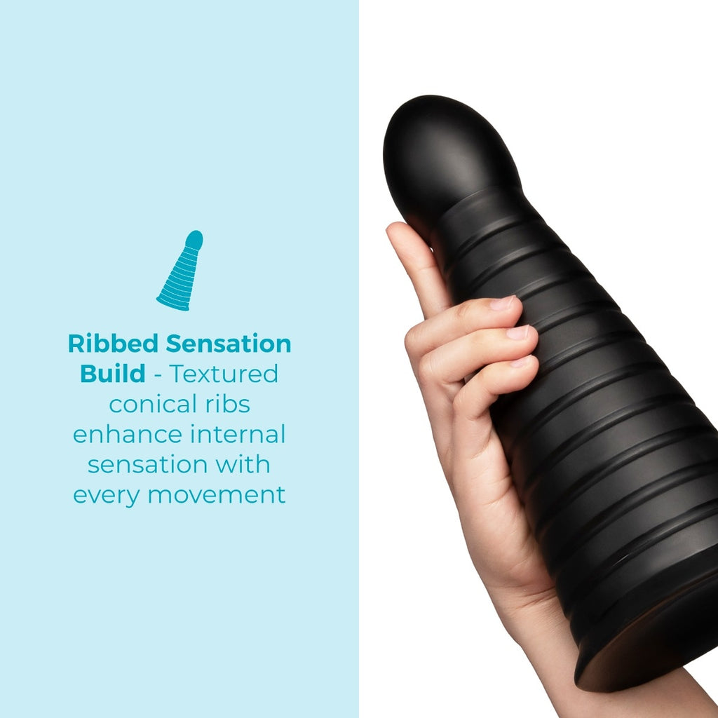 b-Vibe Cone 10 Inch Tapered & Ribbed XXL Dildo with Suction Cup