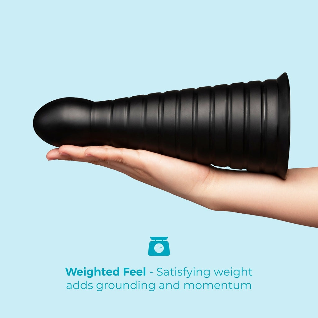 b-Vibe Cone 10 Inch Tapered & Ribbed XXL Dildo with Suction Cup
