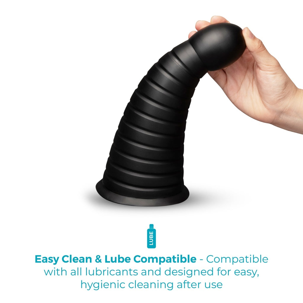 b-Vibe Cone 10 Inch Tapered & Ribbed XXL Dildo with Suction Cup