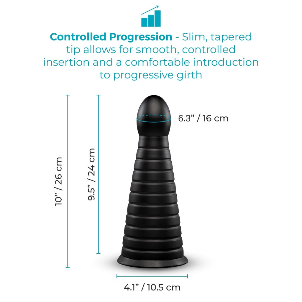 b-Vibe Cone 10 Inch Tapered & Ribbed XXL Dildo with Suction Cup