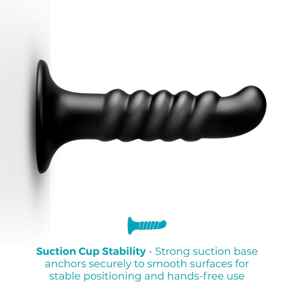 b-Vibe Krush 9.5 Inch Curved & Ribbed XXL Dildo with Suction Cup