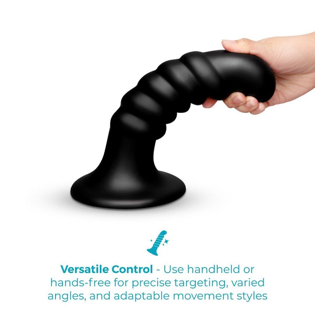 b-Vibe Krush 9.5 Inch Curved & Ribbed XXL Dildo with Suction Cup