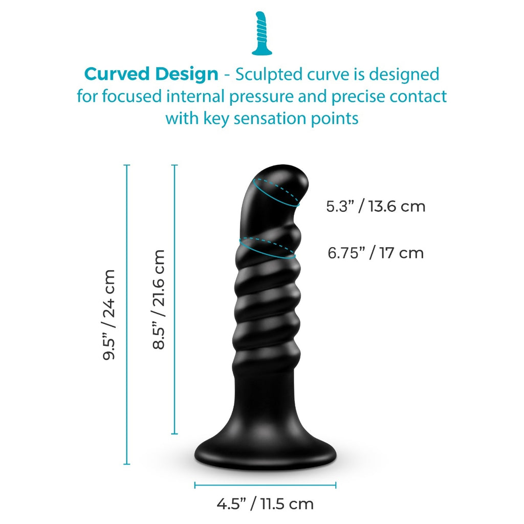 b-Vibe Krush 9.5 Inch Curved & Ribbed XXL Dildo with Suction Cup