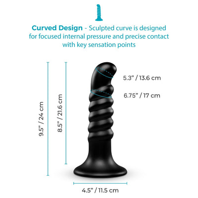 b-Vibe Krush 9.5 Inch Curved & Ribbed XXL Dildo with Suction Cup