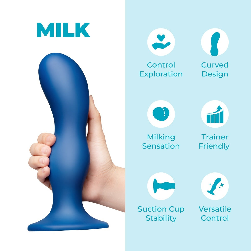b-Vibe Milk 8.5 Inch Curved XXL Anal Trainer with Tapered Tip and Suction Cup