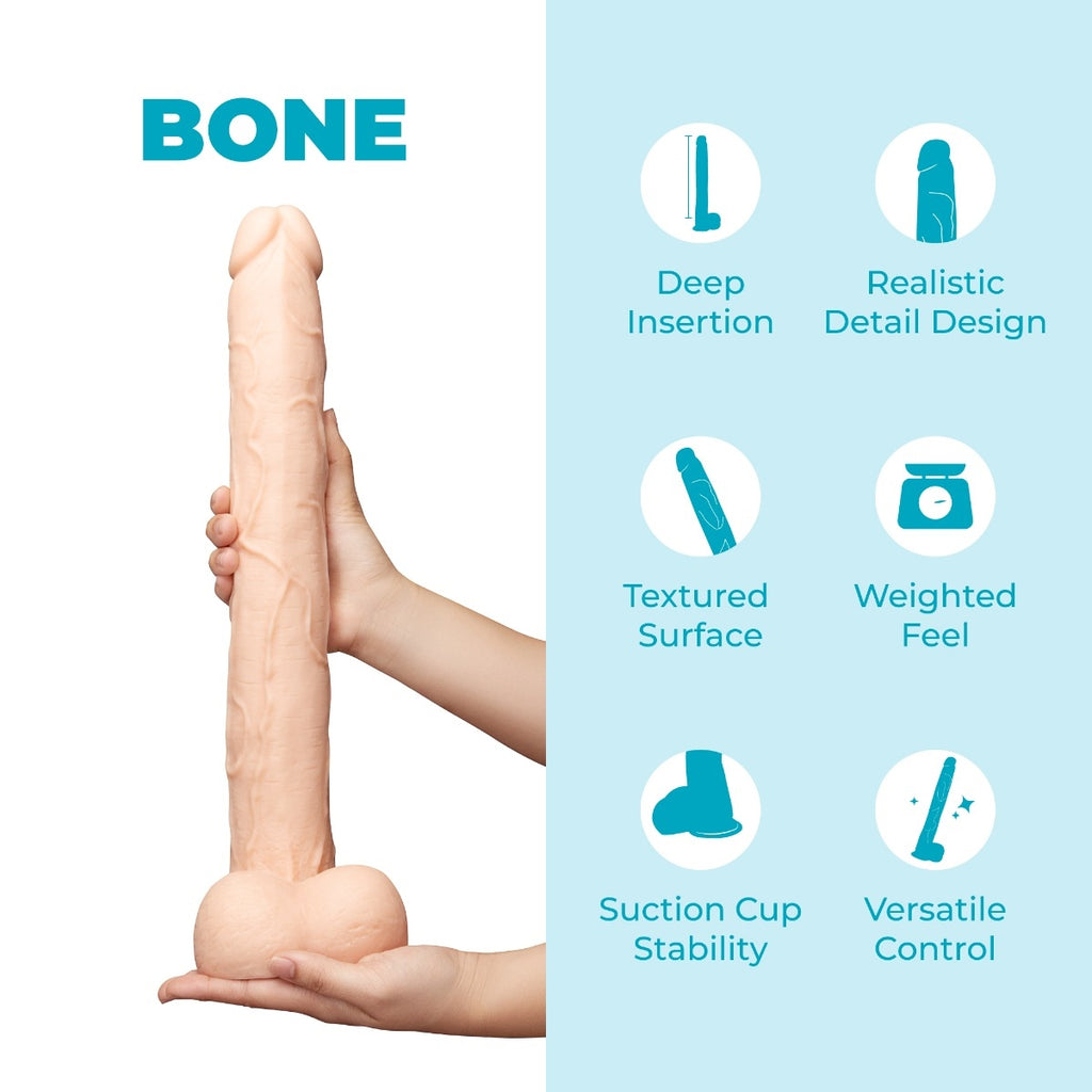 b-Vibe Bone 17 Inch Deep-Insert XXL Dildo with Realistic Balls and Suction Cup