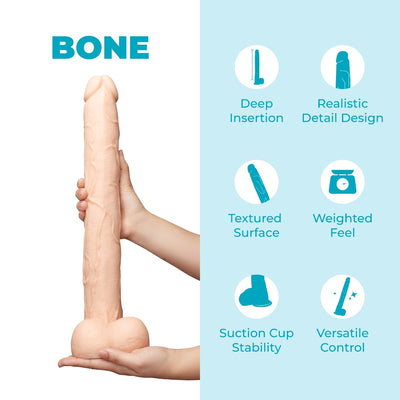b-Vibe Bone 17 Inch Deep-Insert XXL Dildo with Realistic Balls and Suction Cup