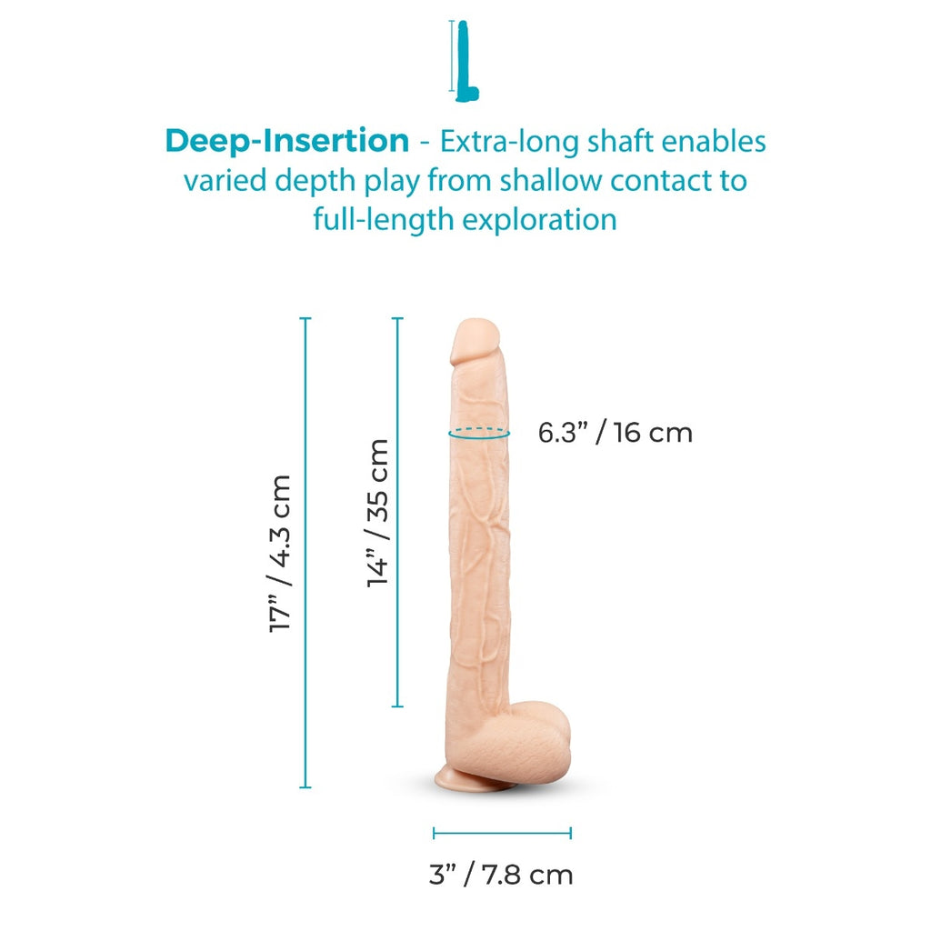 b-Vibe Bone 17 Inch Deep-Insert XXL Dildo with Realistic Balls and Suction Cup