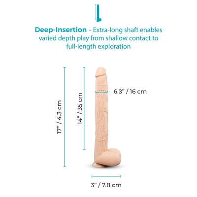 b-Vibe Bone 17 Inch Deep-Insert XXL Dildo with Realistic Balls and Suction Cup
