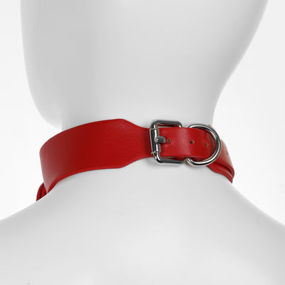 Full Body Harness with Silver Chains in Red PU Leather by Fetish Pleasure Play - One Size