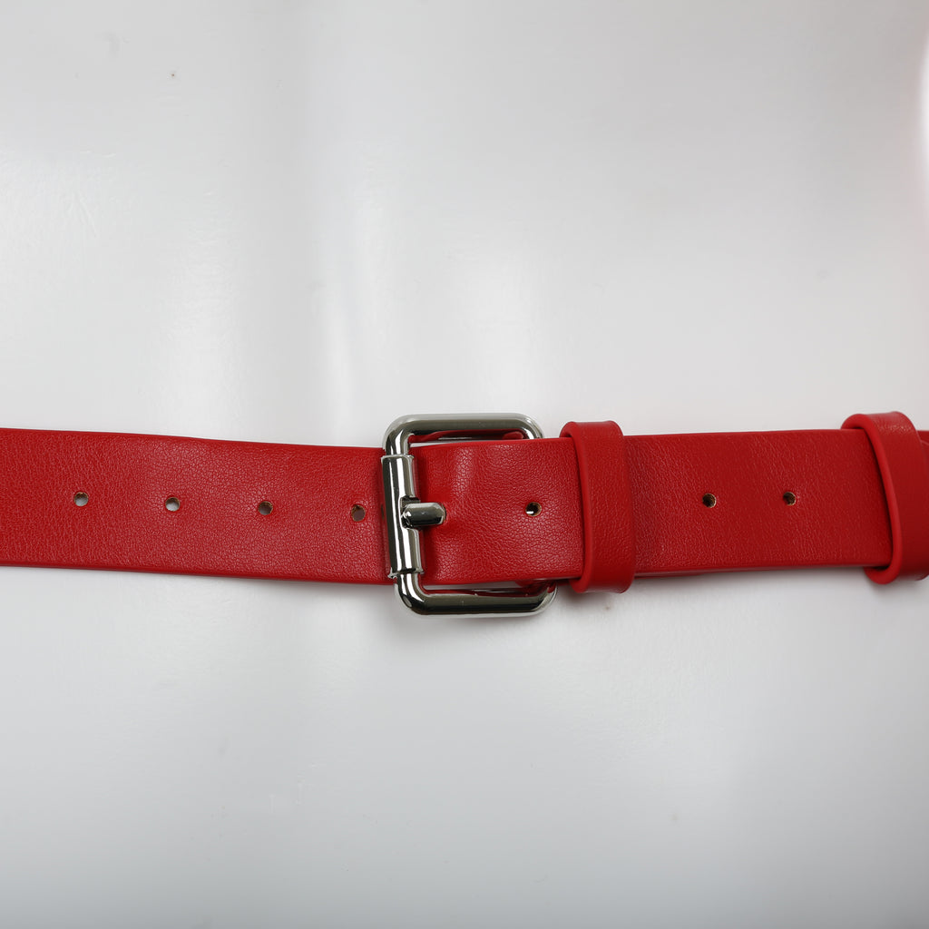 Full Body Harness with Silver Chains in Red PU Leather by Fetish Pleasure Play - One Size