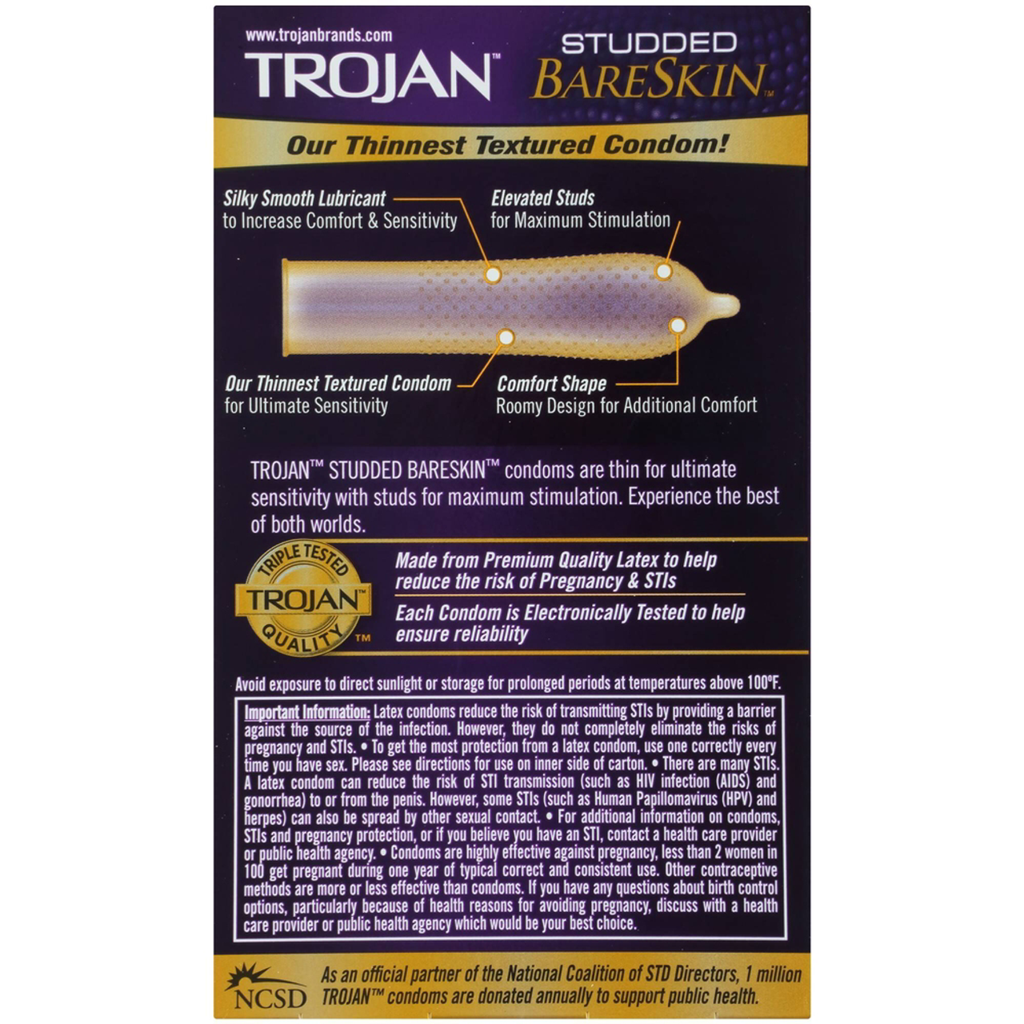Trojan Bareskin Studded Condoms 10pk