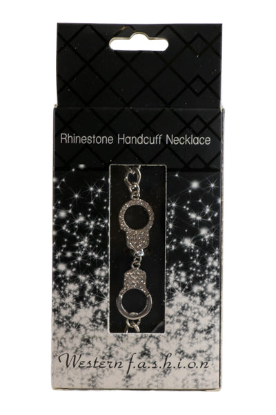 Handcuff Choker Necklace, Silver, One Size