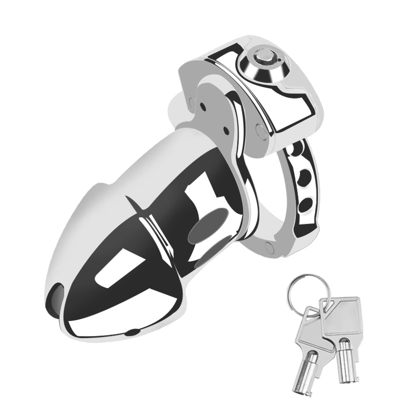 Silver Knight Adjustable Ring Metal Chastity Cage Cock Cage 2.95