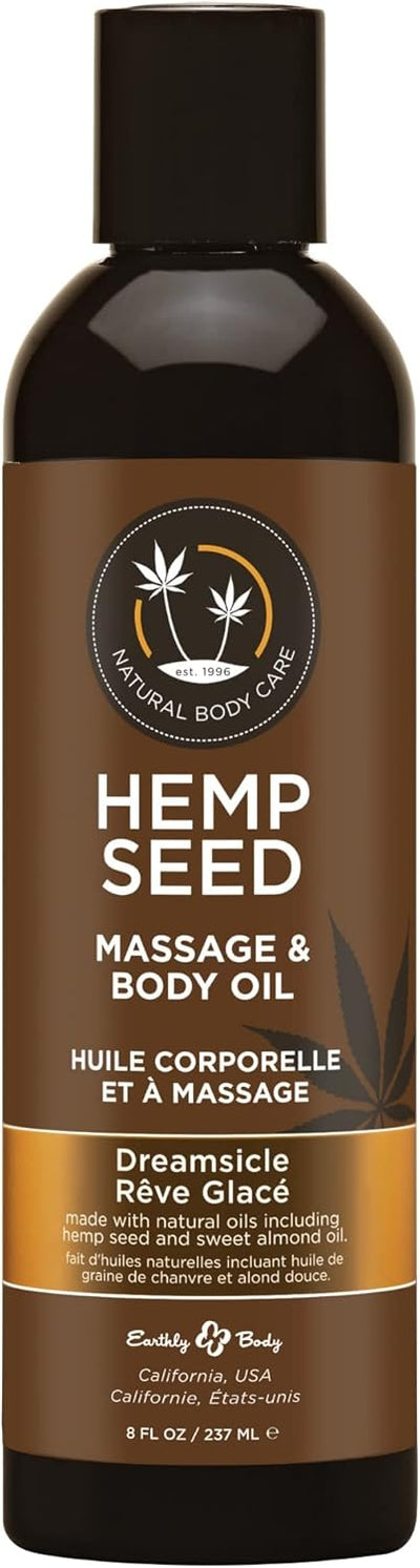 Earthly Body Hemp Seed Massage Oil, Dreamsicle, 8oz
