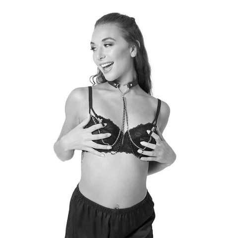 Amor Collar with Nipple Chains and Clamps by Sex & Mischief