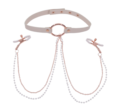 Peaches ‘n CreaMe Collar with Nipple Clamps by Sportsheets