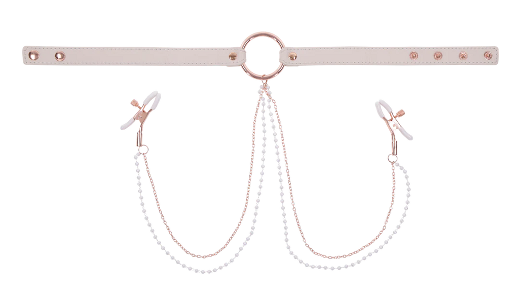 Peaches ‘n CreaMe Collar with Nipple Clamps by Sportsheets