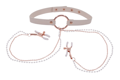 Peaches ‘n CreaMe Collar with Nipple Clamps by Sportsheets