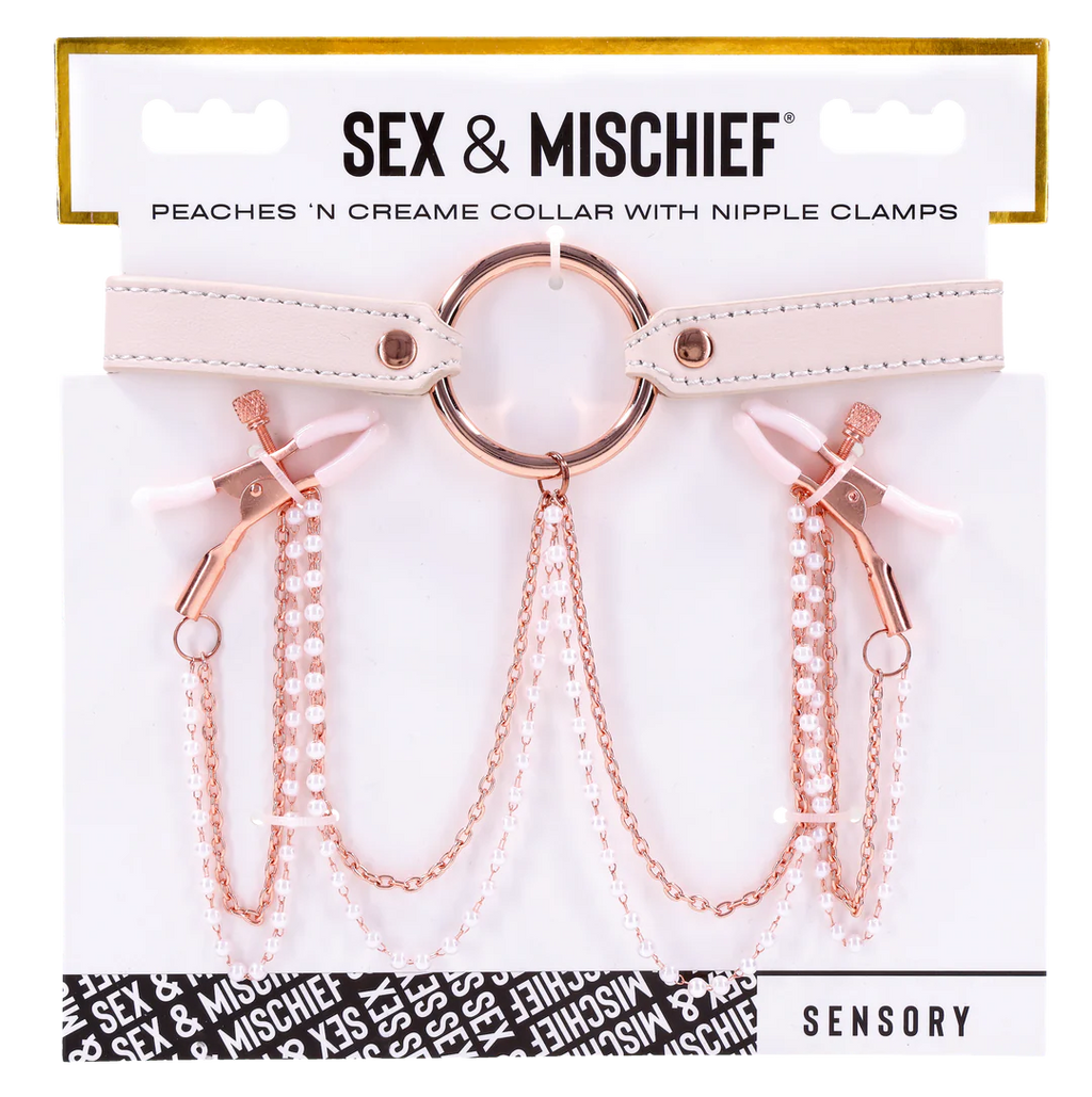 Peaches ‘n CreaMe Collar with Nipple Clamps by Sportsheets