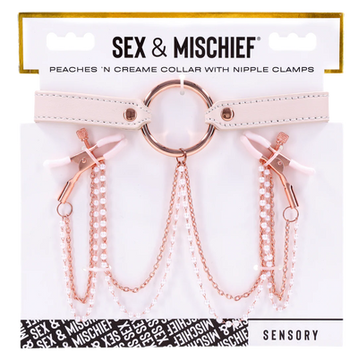 Peaches ‘n CreaMe Collar with Nipple Clamps by Sportsheets