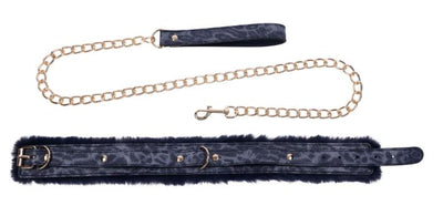 Cougar Faux Leather Fur Collar & Leash