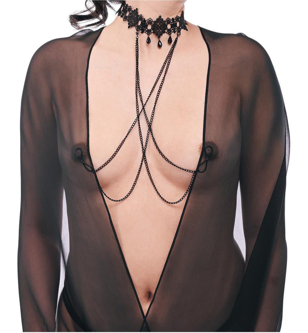 Sex & Mischief Lace Collar with Nipple Ties