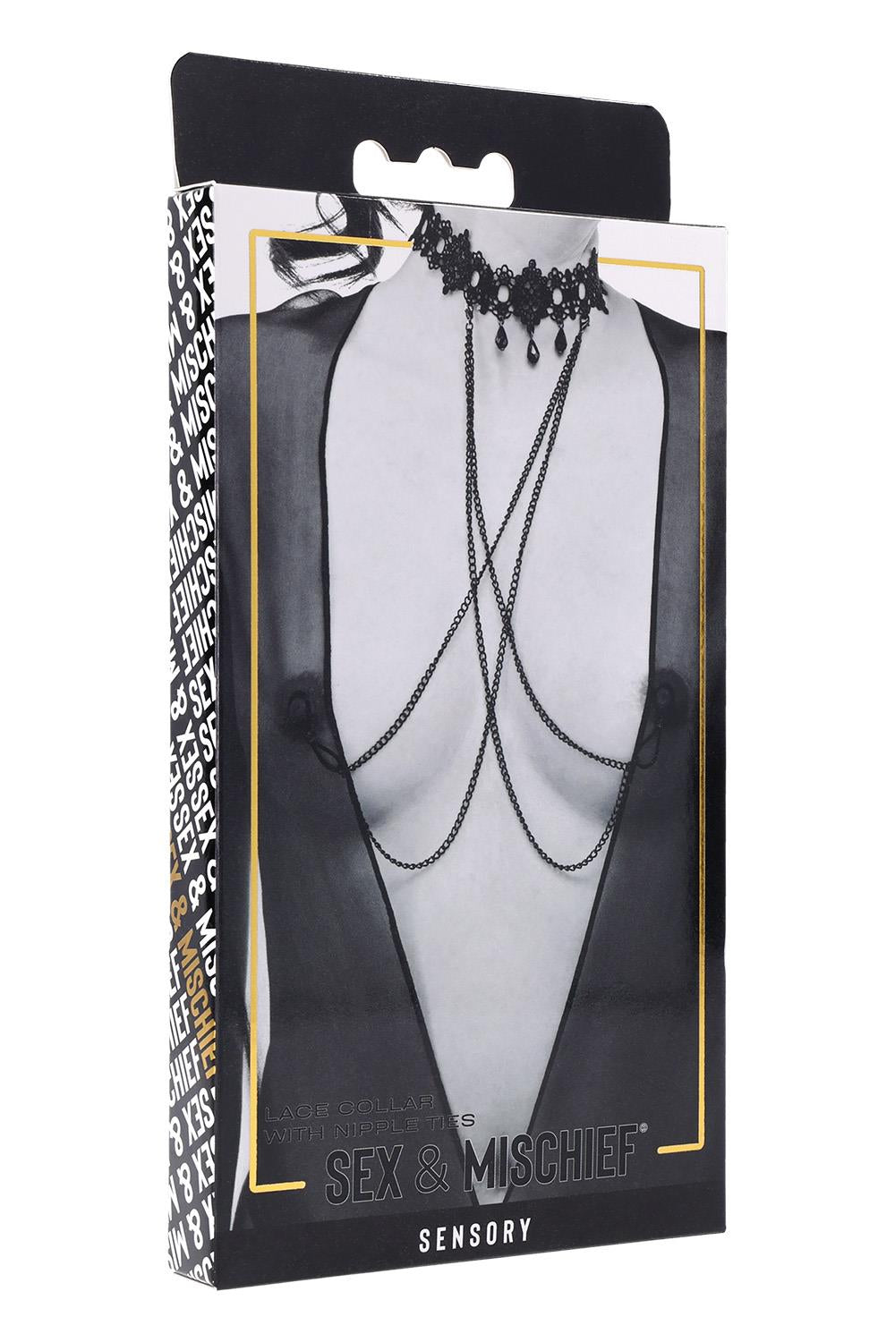 Sex & Mischief Lace Collar with Nipple Ties