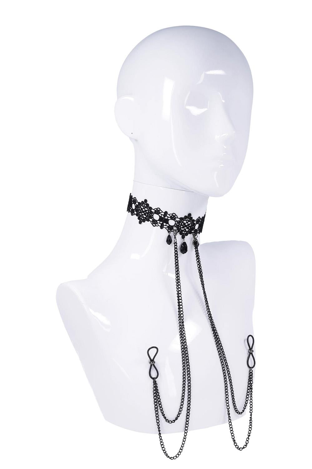 Sex & Mischief Lace Collar with Nipple Ties