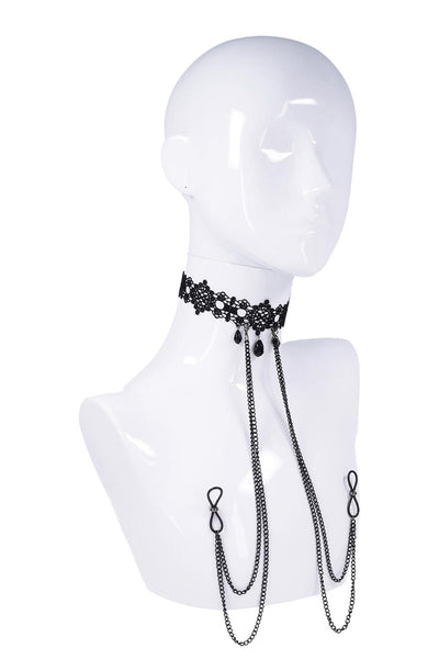 Sex & Mischief Lace Collar with Nipple Ties