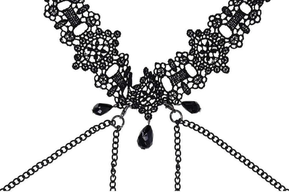 Sex & Mischief Lace Collar with Nipple Ties