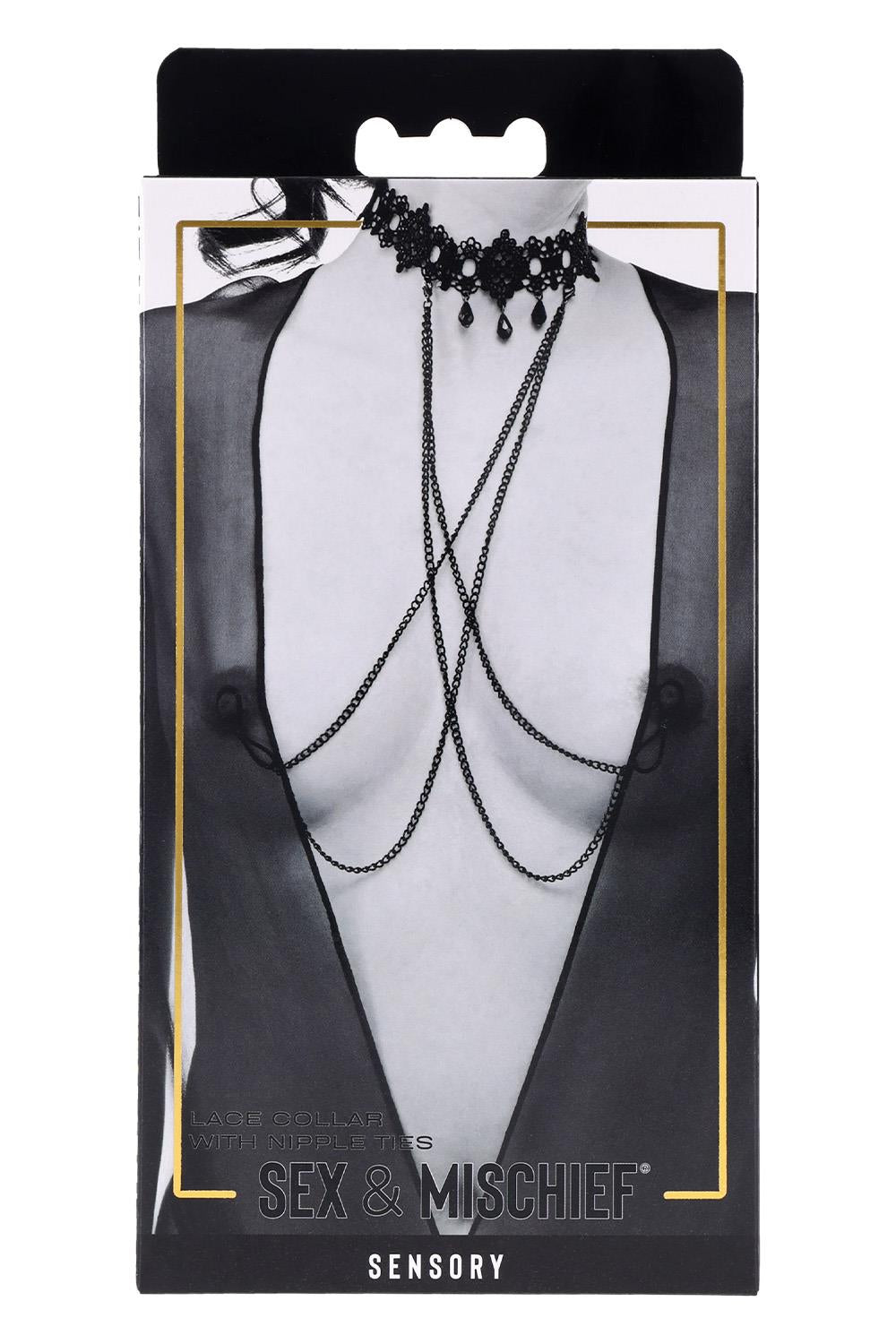 Sex & Mischief Lace Collar with Nipple Ties