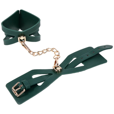Sex & Mischief Indica Cutout Handcuffs in Emerald Green