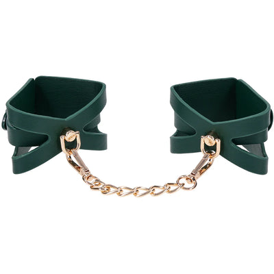 Sex & Mischief Indica Cutout Handcuffs in Emerald Green