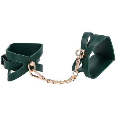 Sex & Mischief Indica Cutout Handcuffs in Emerald Green