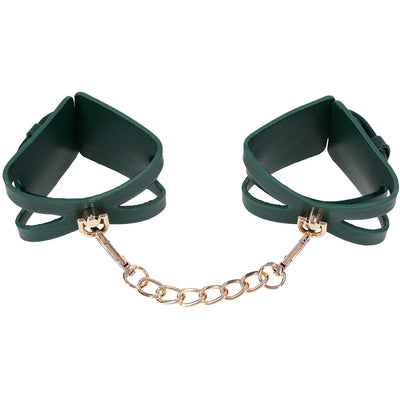 Sex & Mischief Indica Cutout Handcuffs in Emerald Green