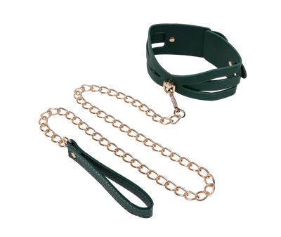 Sex & Mischief Indica Cutout Collar & Leash in Emerald Green