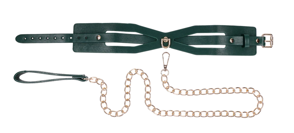 Sex & Mischief Indica Cutout Collar & Leash in Emerald Green