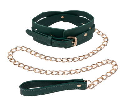 Sex & Mischief Indica Cutout Collar & Leash in Emerald Green