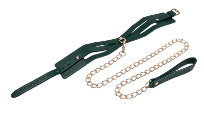 Sex & Mischief Indica Cutout Collar & Leash in Emerald Green