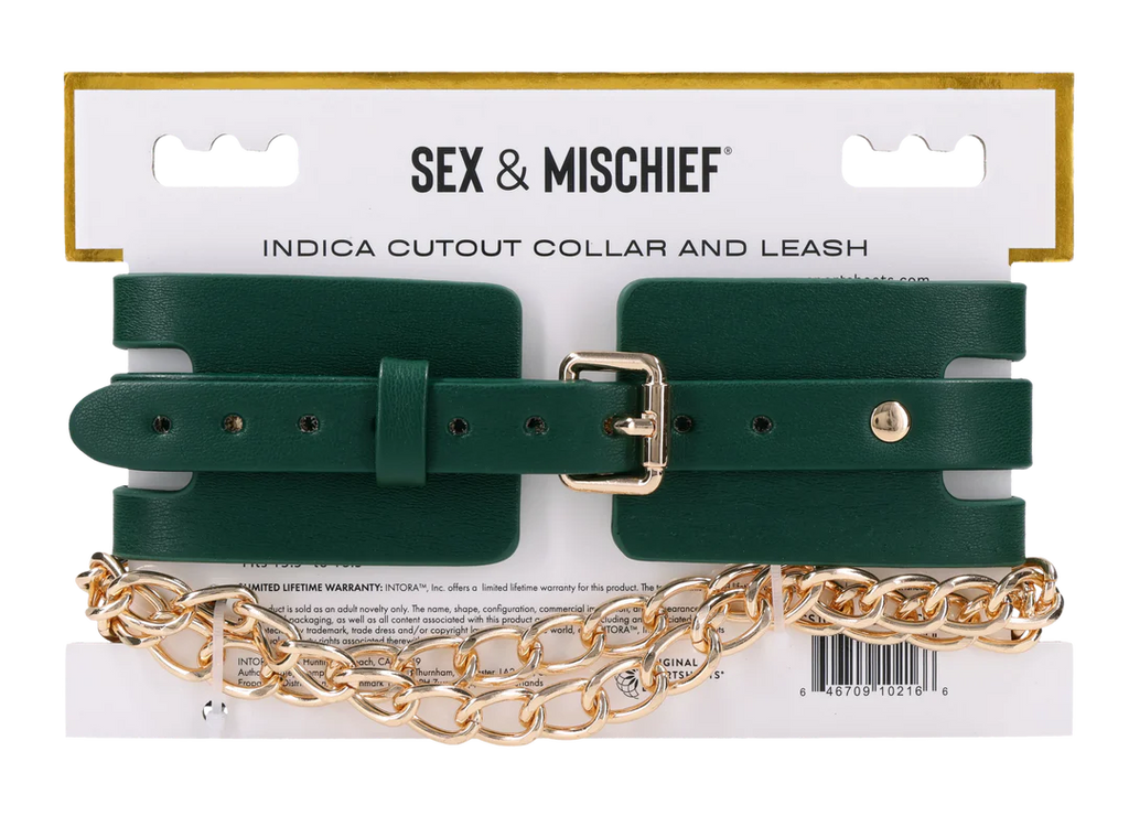 Sex & Mischief Indica Cutout Collar & Leash in Emerald Green