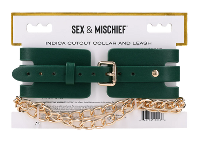 Sex & Mischief Indica Cutout Collar & Leash in Emerald Green