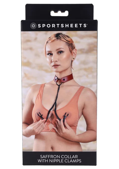 Saffron Collar with Nipple Clamps by Sportsheets