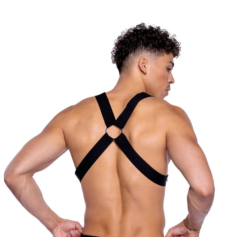 Studded Elastic X Shaped Harness in Black